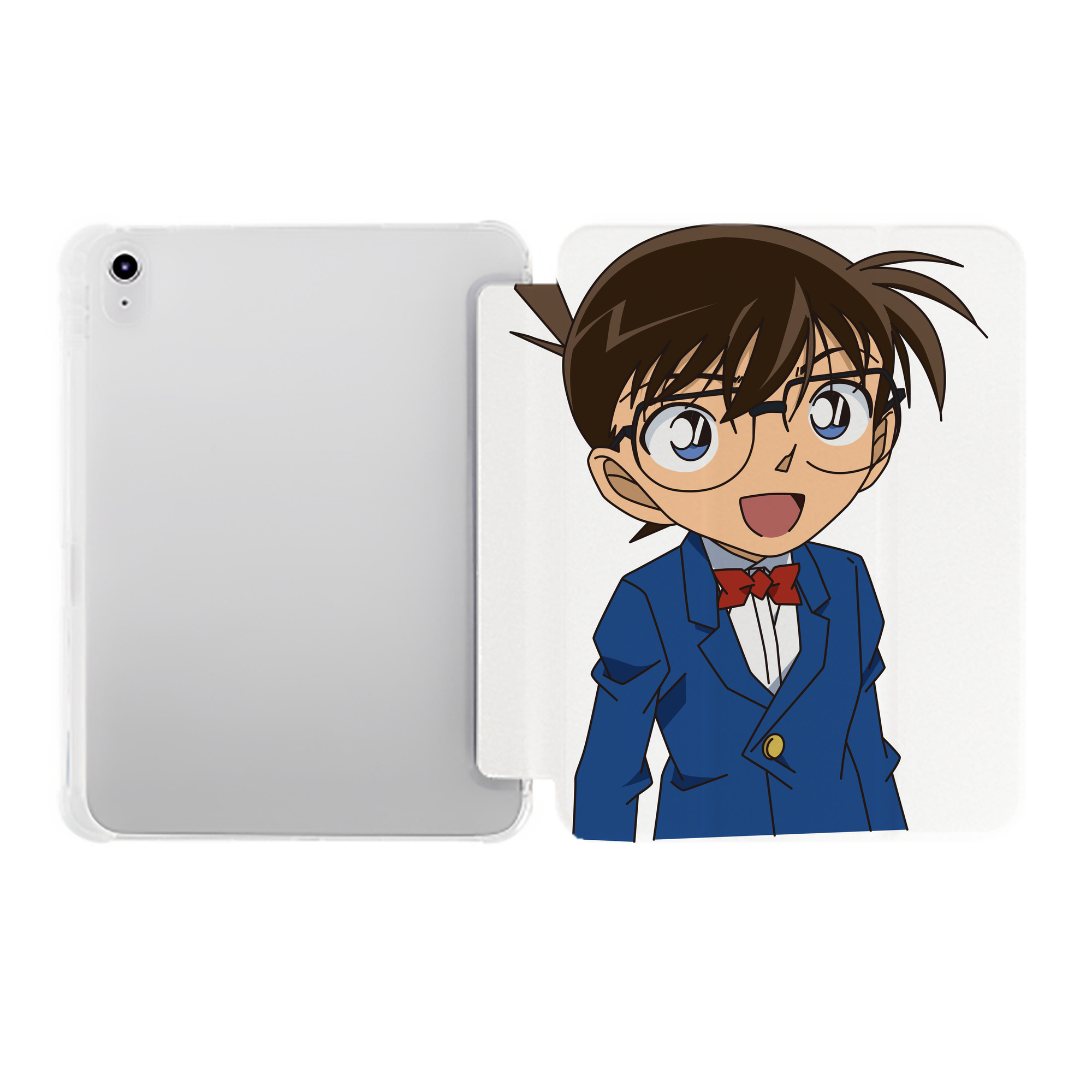 （画像用） 名探偵コナン 江戸川 コナン Detective Conan Conan Edogawa IPad ケース ペン収納付き 三つ折りスタンド PUレザー×シリコン 対応機種9.5/10.5/10.9インチ